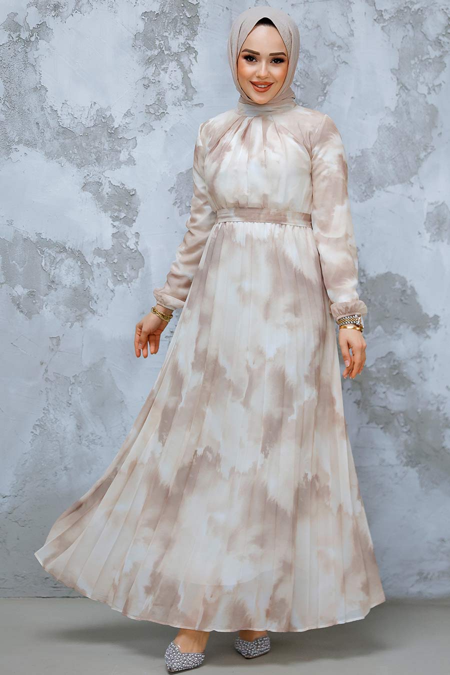 Beige Chiffon Dress
