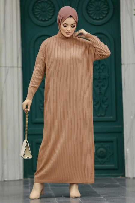 Emma Lined Sweater Dress - Caramel