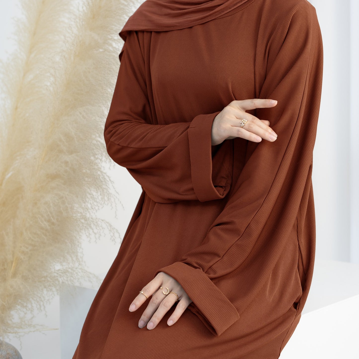 Suraya Knit Abaya - Coffee