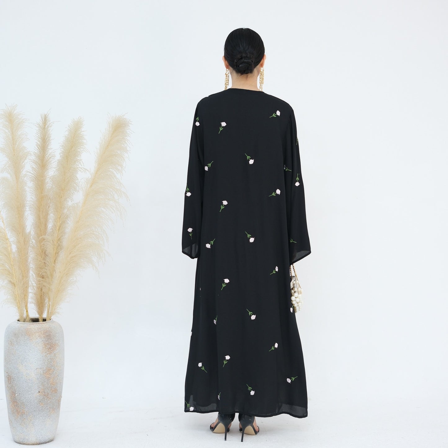 Flower Abaya - Black