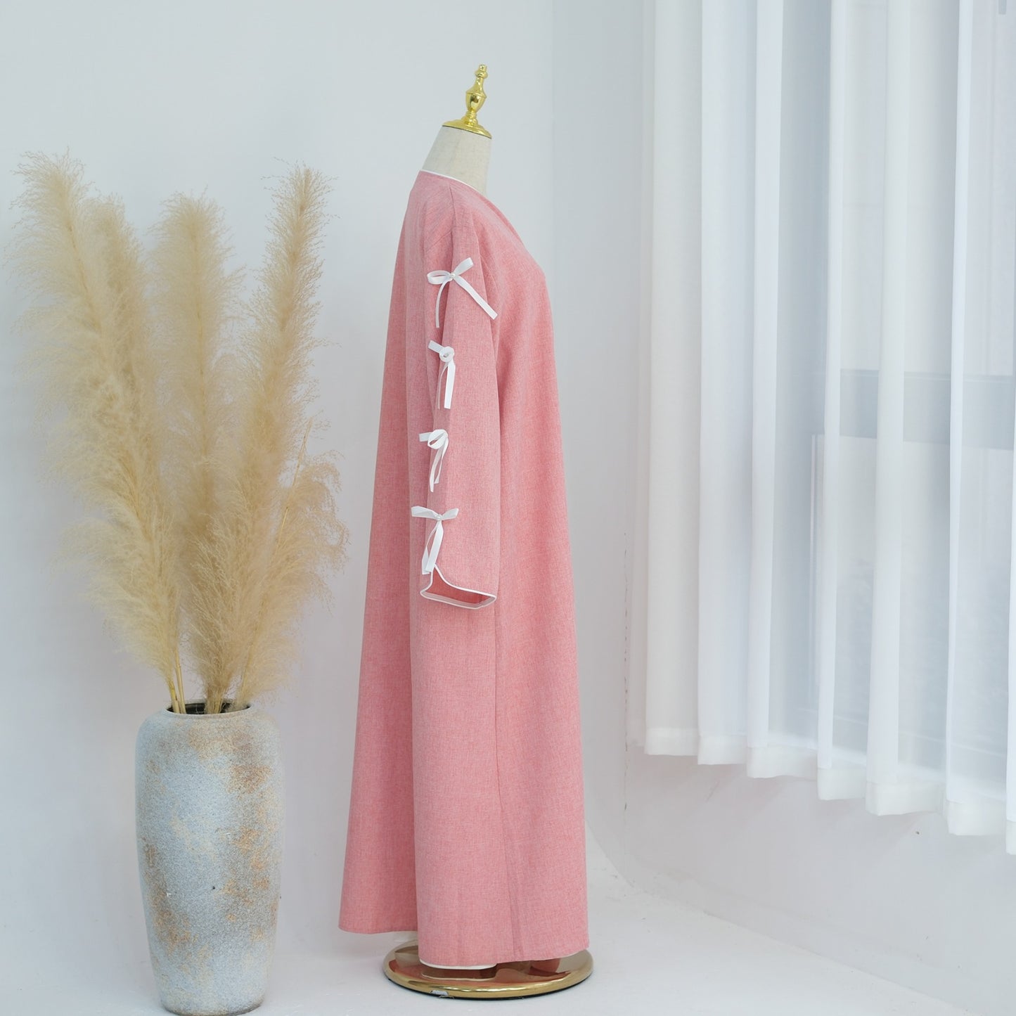 Bow Sleeve Abaya - Pink