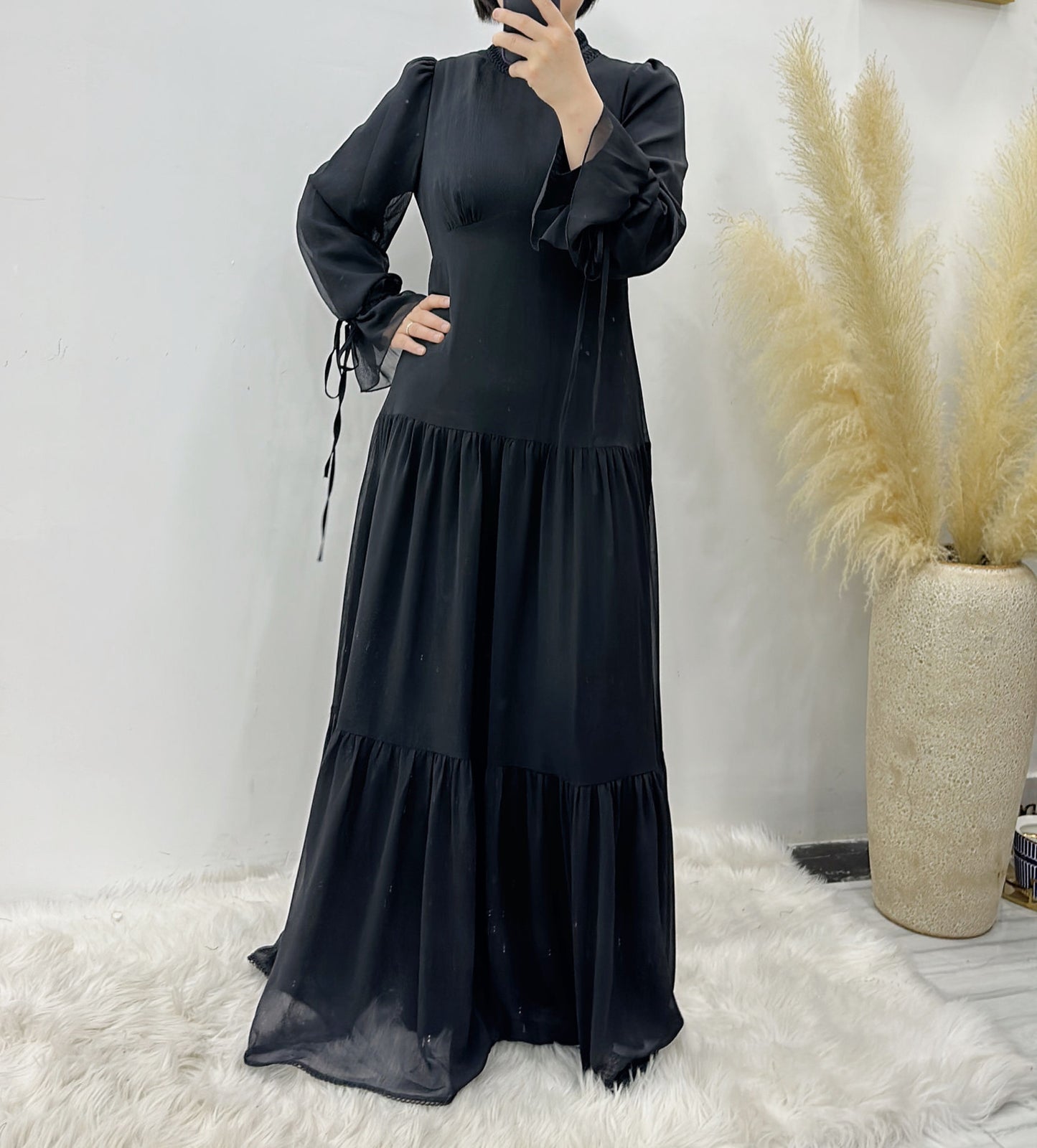 Layla Chiffon Dress - Brown