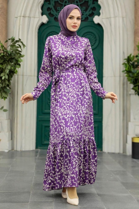 Streaks Satin Maxi - Purple