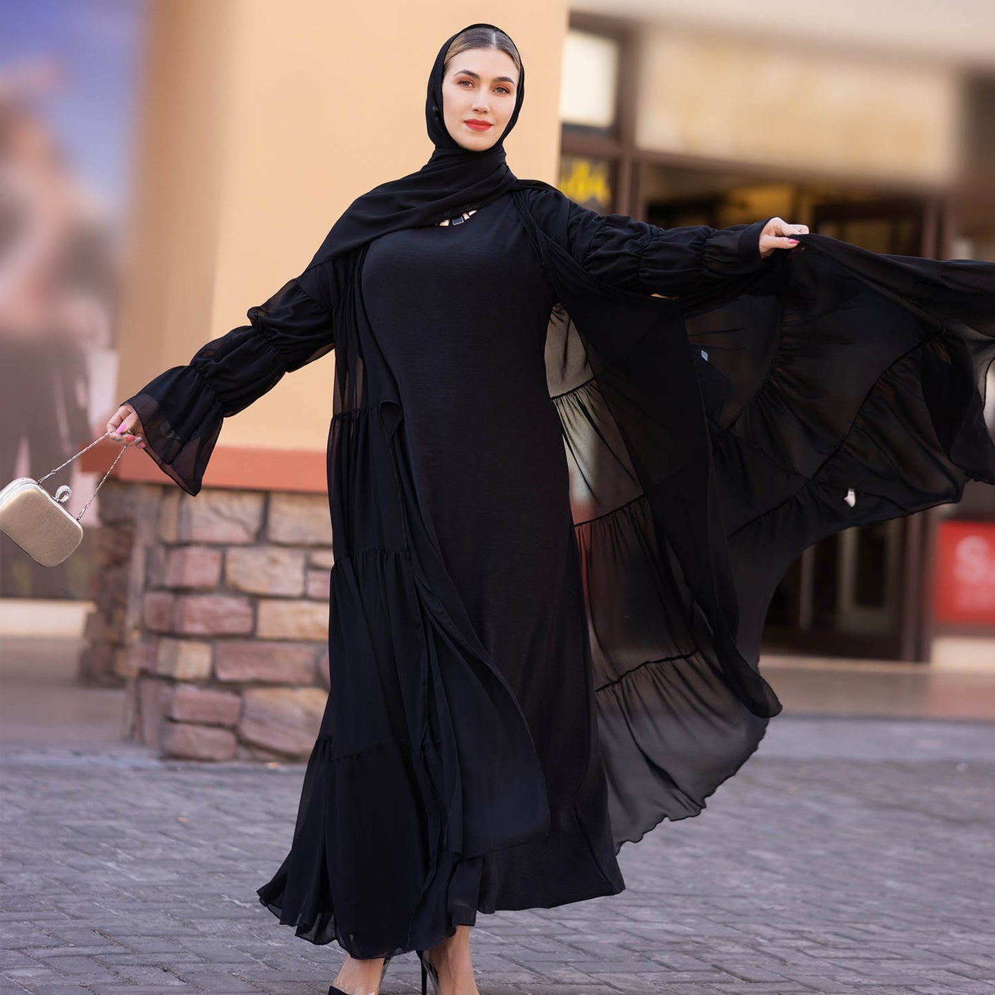 Ayat Open Abaya - Black