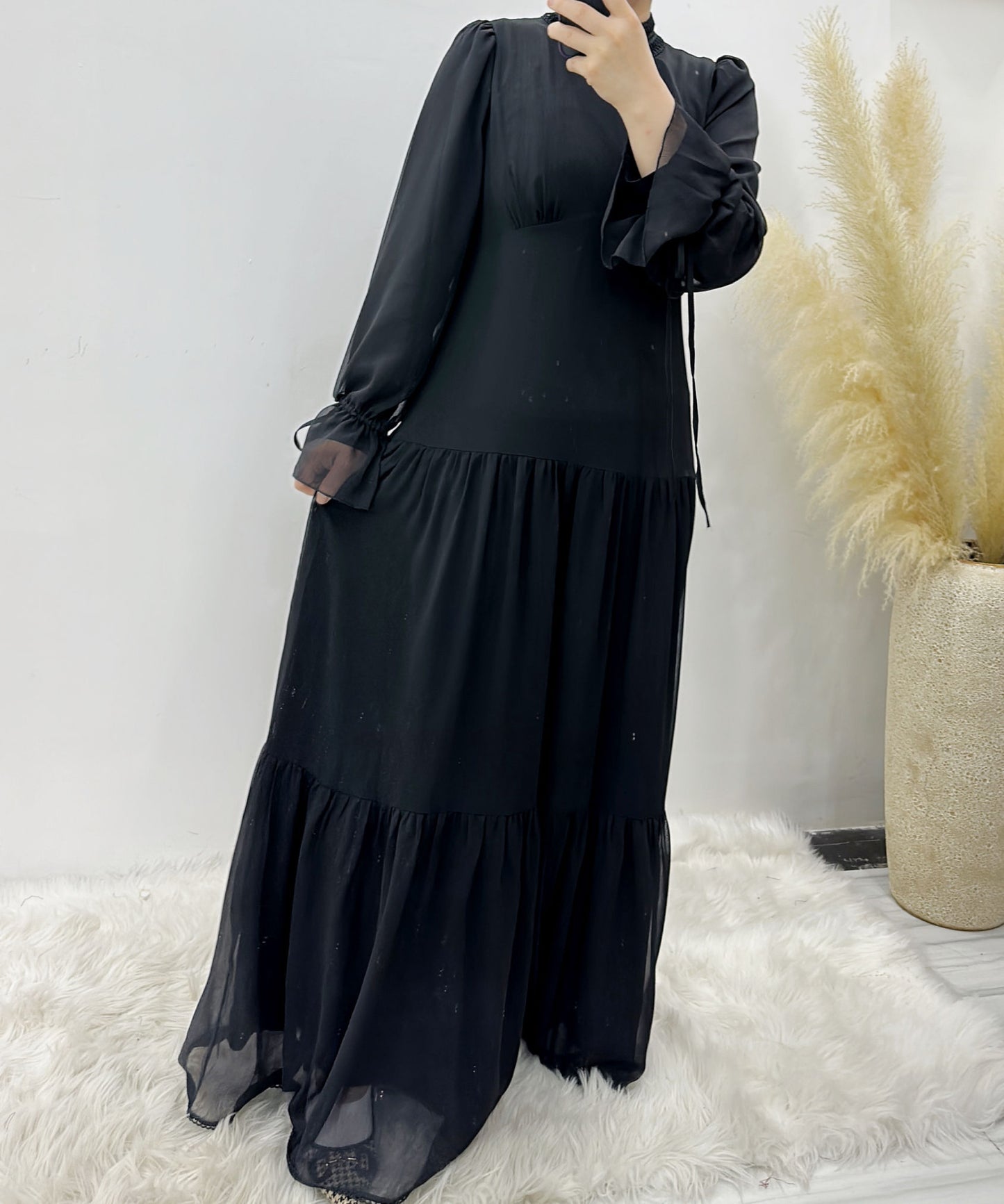 Layla Chiffon Dress - Brown
