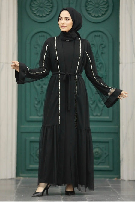 Black Pearl Open Abaya