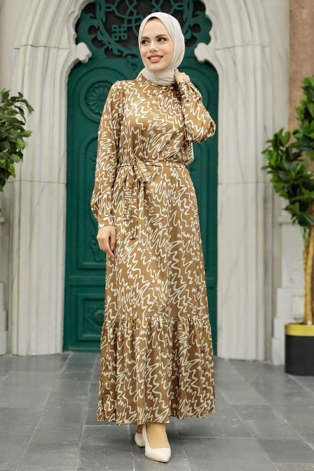 Streaks Satin Maxi - Brown