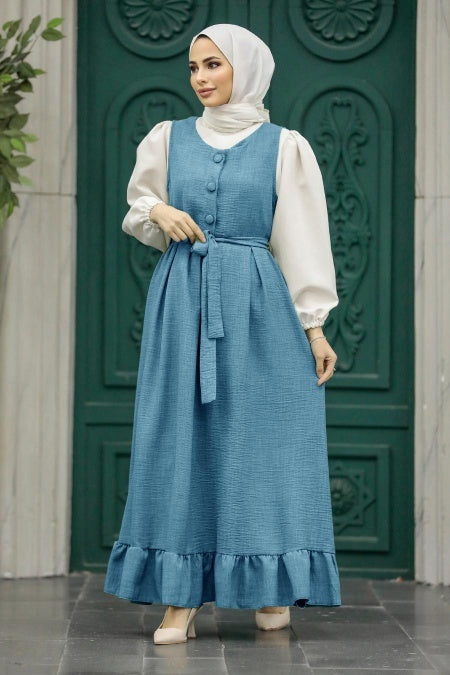 Sleeveless Tunic Dress - Blue