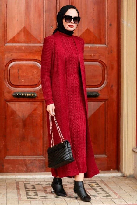 Raneem Sweater Set - Maroon