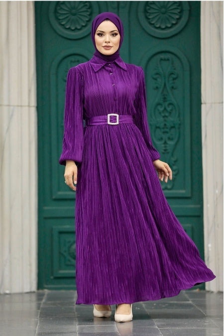 Talia Pleated Dress - Purple