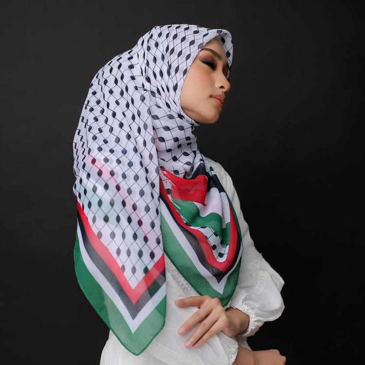 Palestine Flag Kuffiyeh Chiffon Hijab
