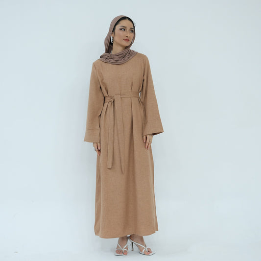 Leanne Linen Abayas - Peach