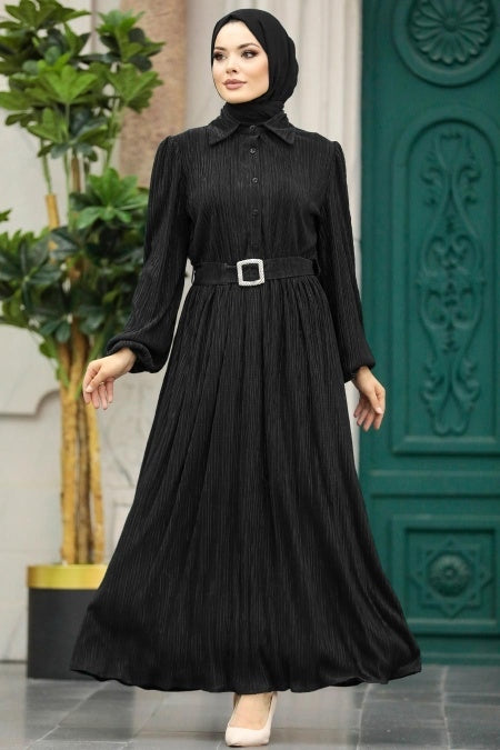Talia Pleated Dress - Black