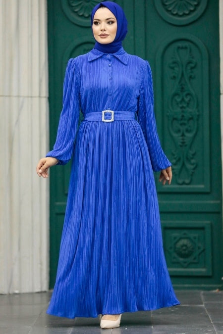 Talia Pleated Dress - Blue