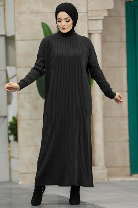 Emma Lined Sweater Dress - Black