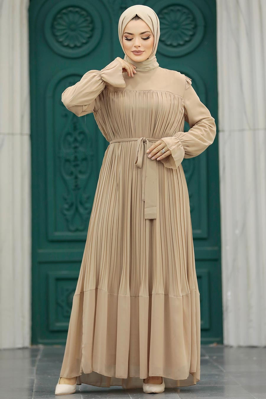 Maria Gold Chiffon Dress