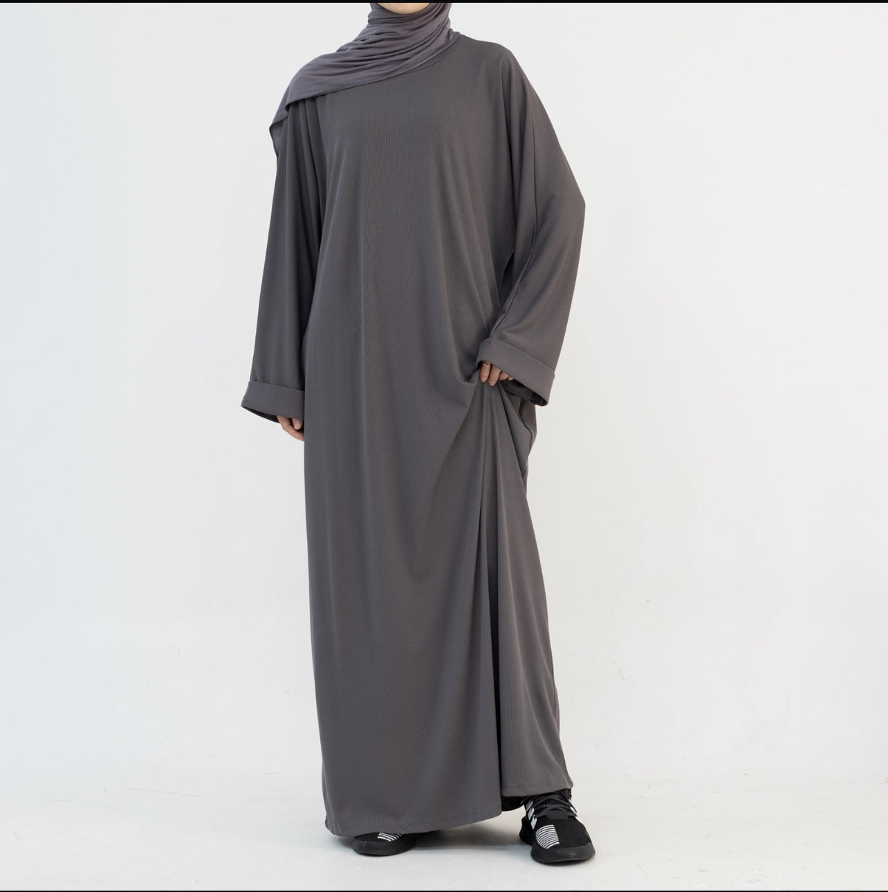 Suraya Knit Abaya - Gray