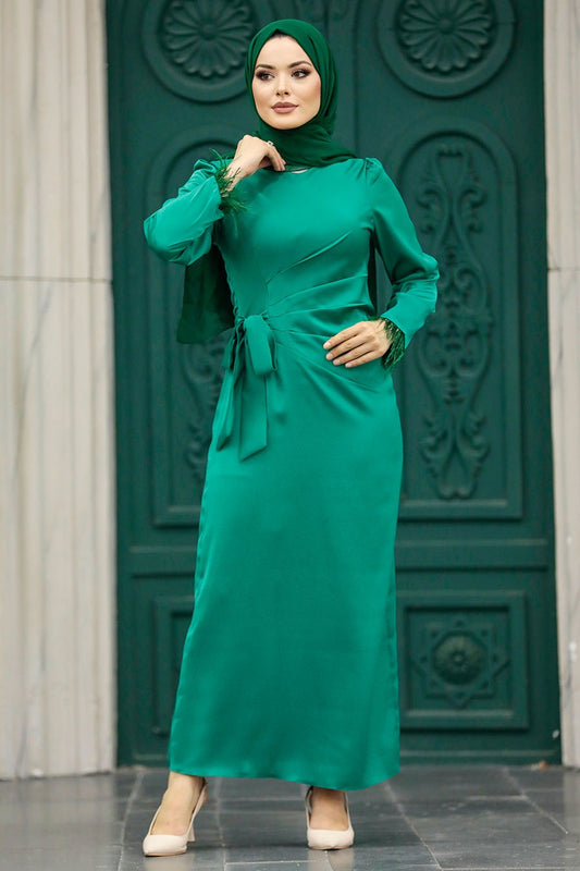 Nada Satin Dress - Green