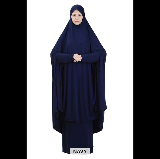 2 Piece Jersey Jilbab - Black