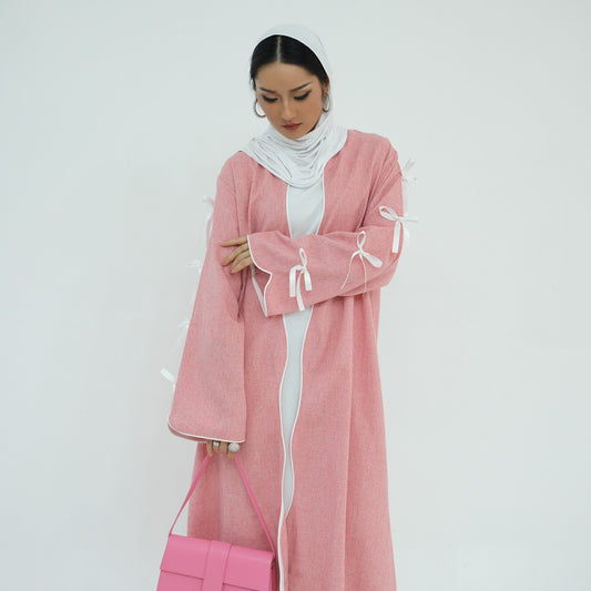 Bow Sleeve Abaya - Pink