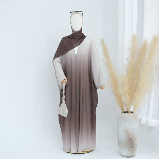 Glitter Ombré Abaya - Brown