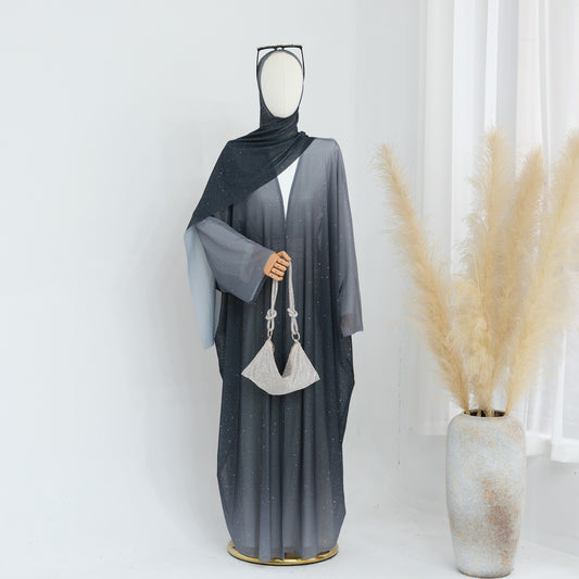 Glitter Ombré Abaya - Black