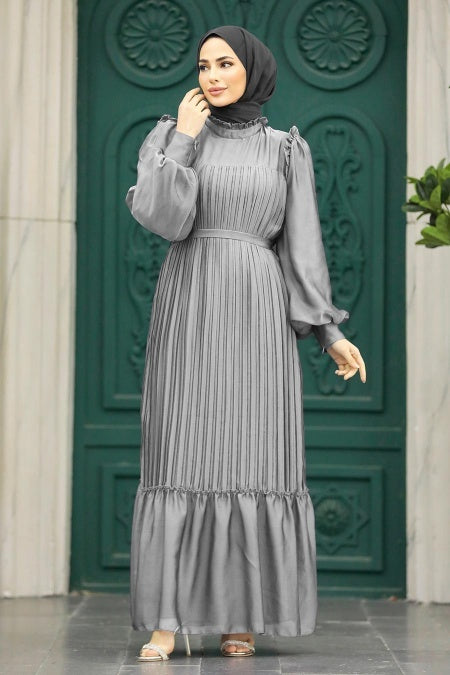 Marwa Chiffon Formal Dress - Silver