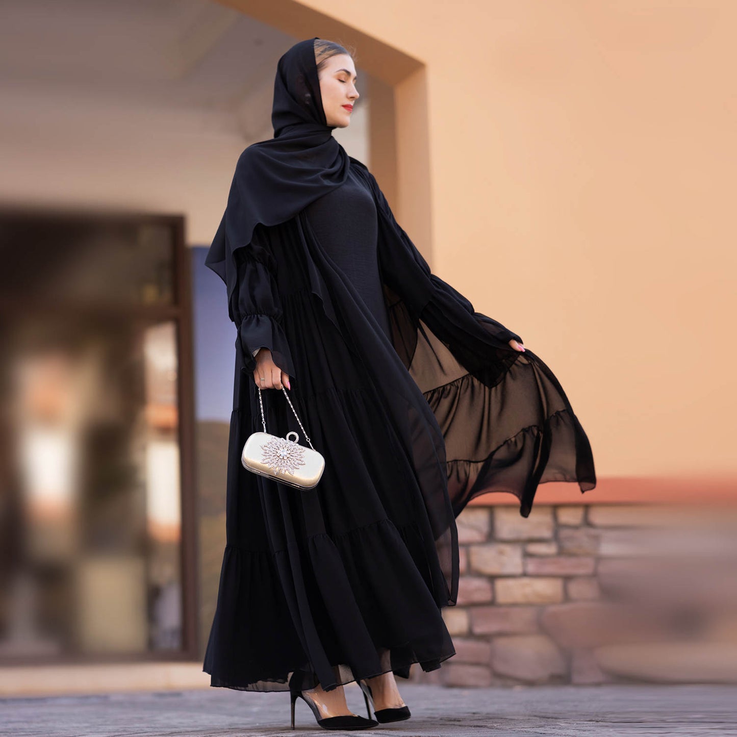 Ayat Open Abaya - Black