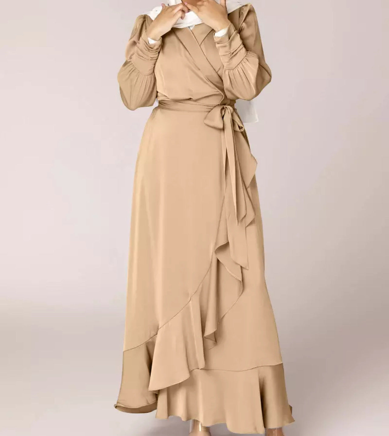 Mira Satin Wrap Dress - Gold