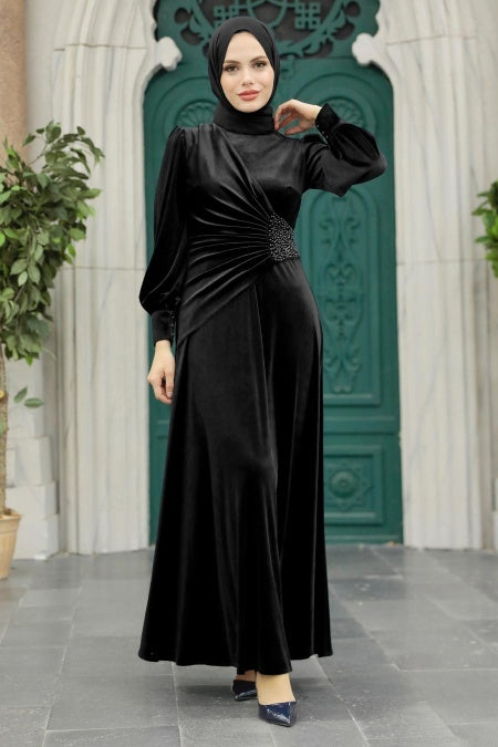 Samia Velvet Dress - Black